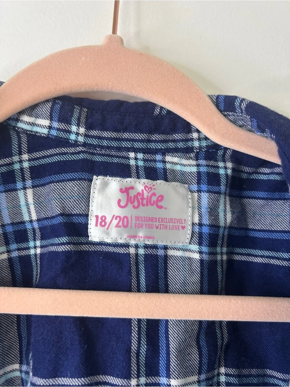 Blue Plaid Hooded Shirt for Kids - Justice Brand
